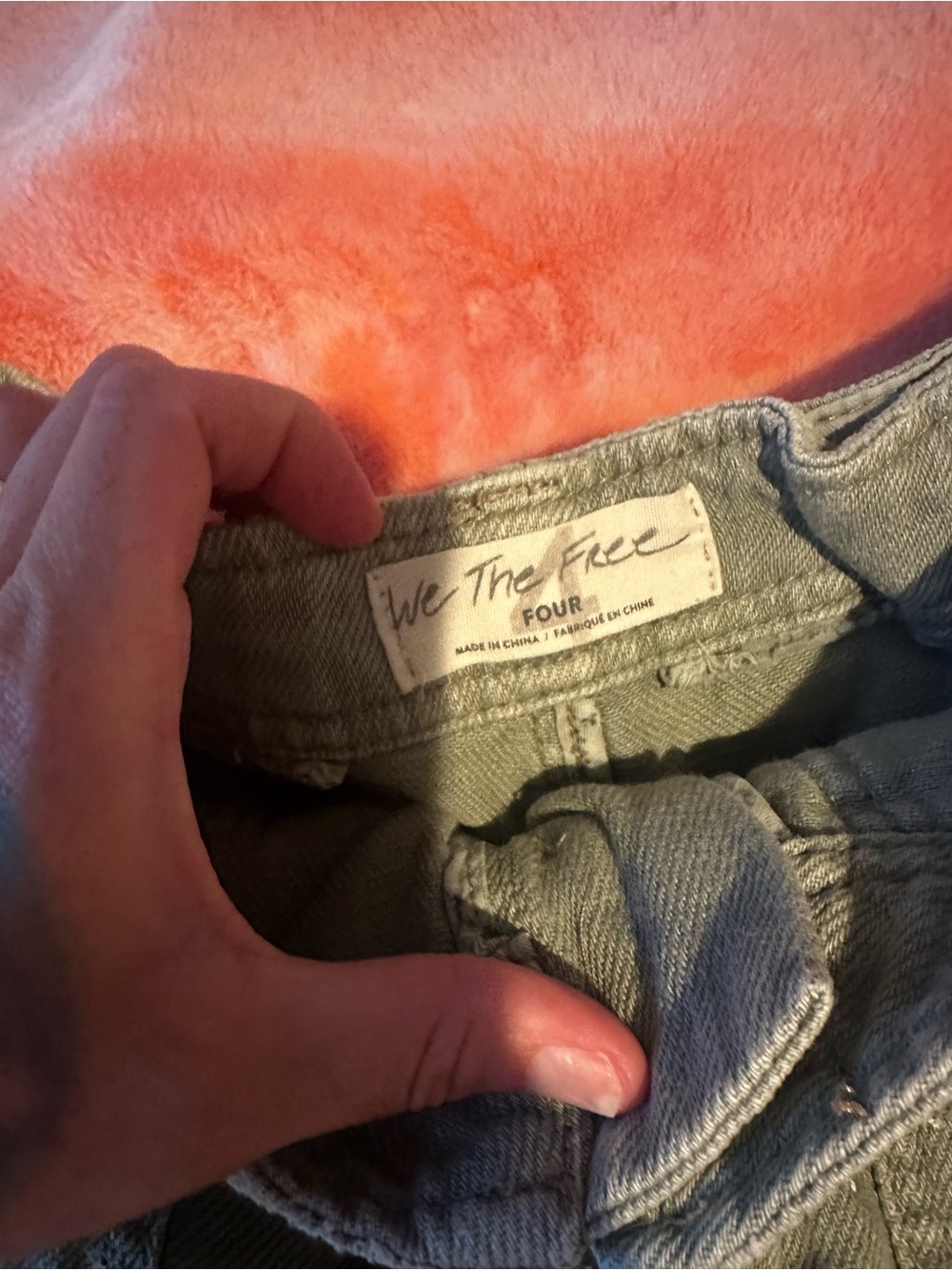 Free People We The Free Khaki Green Distressed Cargo Paint Splat Shorts - Picture 4 of 8